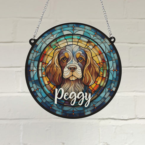 Cavalier King Charles Spaniel Personalised Stained Glass Effect Suncatcher